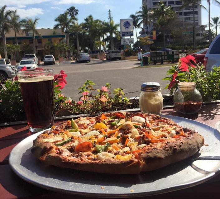 Pizza and beer at Pi 3.14 in Siesta Key, FL